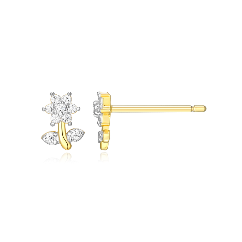 Flower Stud Earrings in Gold-Plated Sterling Silver