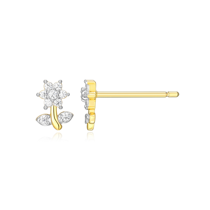 Flower Stud Earrings in Gold-Plated Sterling Silver
