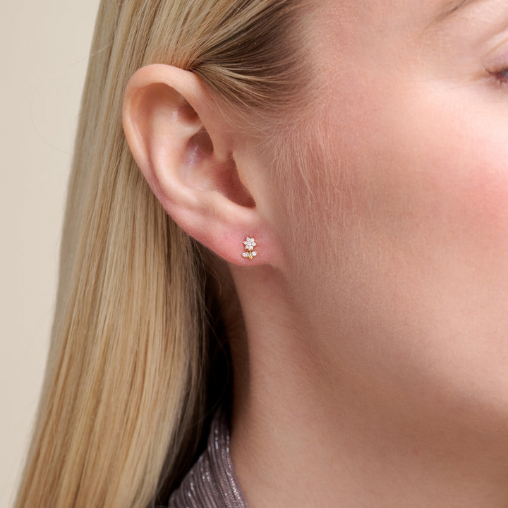 Flower Stud Earrings in Gold-Plated Sterling Silver