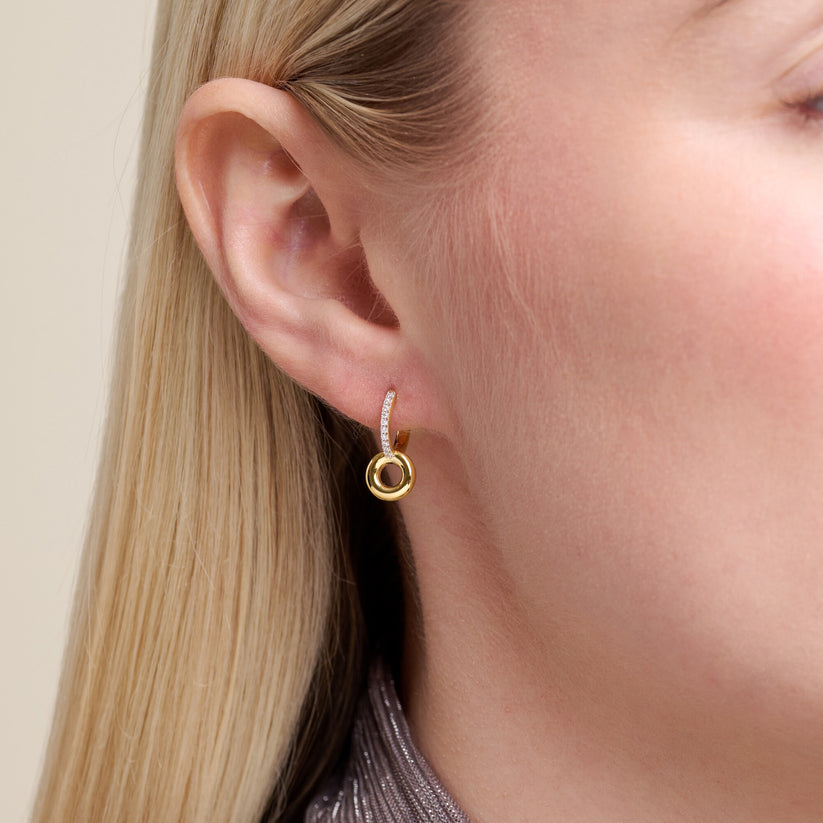 Donut Drop Huggie Earrings Gold-Plated Sterling Silver