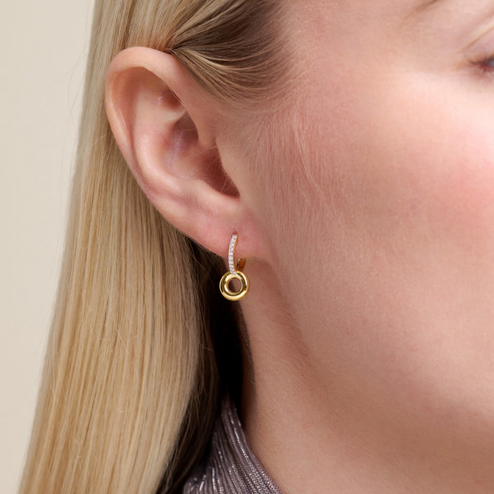 Donut Drop Huggie Earrings Gold-Plated Sterling Silver