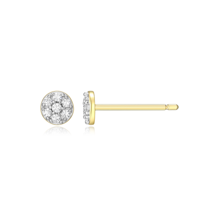 Round Pave Lab Grown Diamond Stud Earrings Gold-Plated Sterling Silver