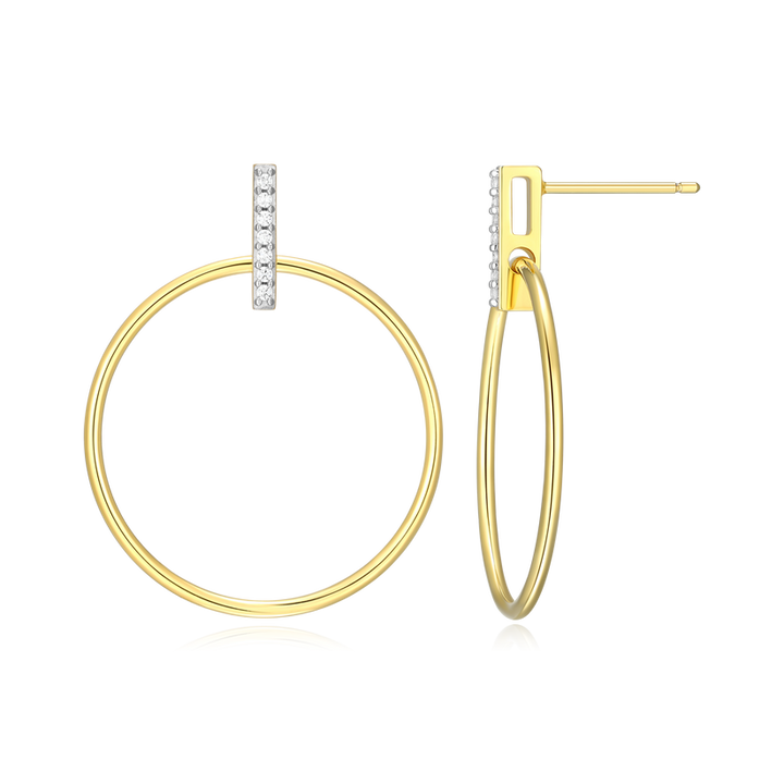 Front Hoop Stud Earrings Gold-Plated Sterling Silver