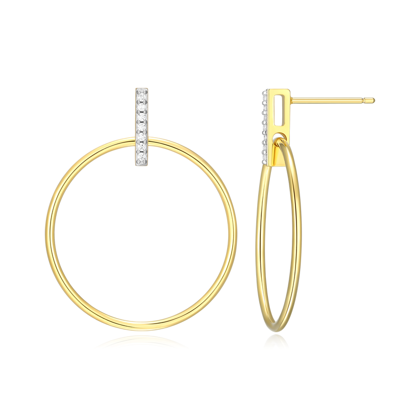 Front Hoop Stud Earrings Gold-Plated Sterling Silver