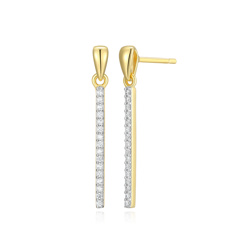 Bar Drop Stud Earrings Gold-Plated Sterling Silver