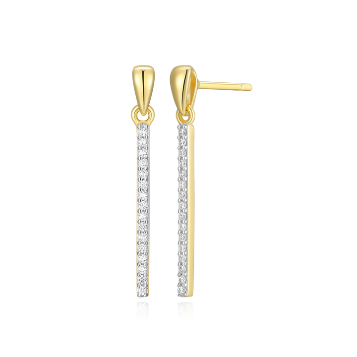 Bar Drop Stud Earrings Gold-Plated Sterling Silver