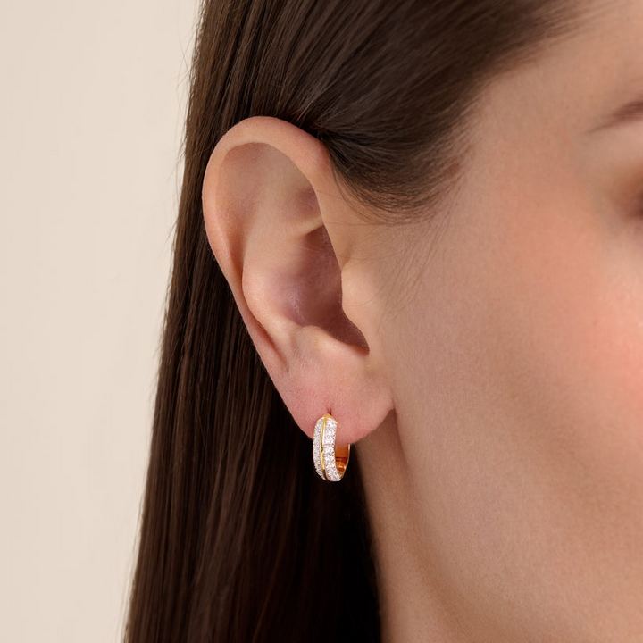 Knife Edge Hoop Earrings Gold-Plated Sterling Silver