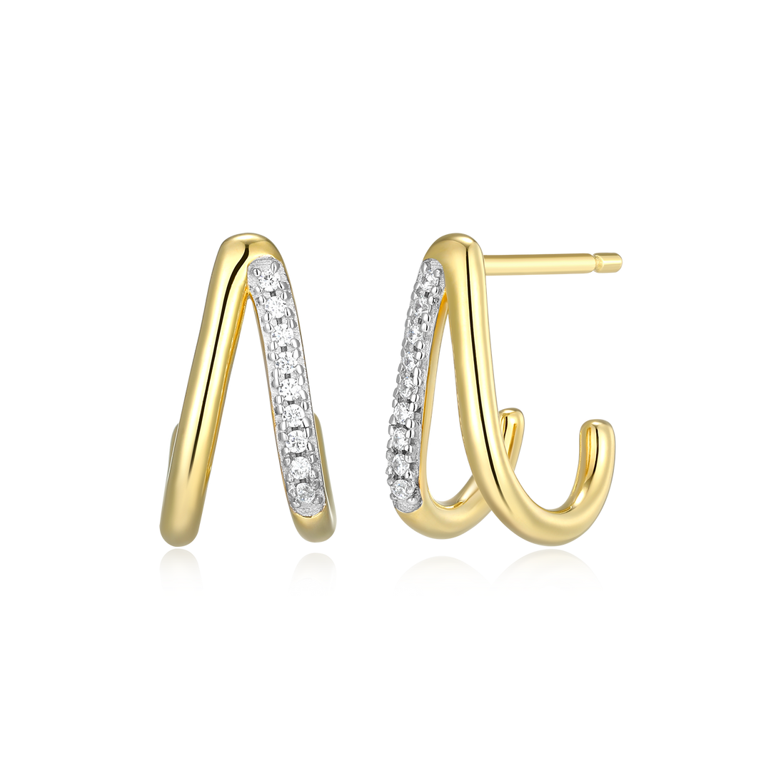 Split Hoop Lab-Created Diamond Huggie Earrings Gold-Plated Sterling Silver