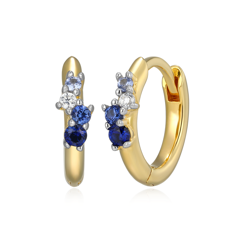 Ombre Lab Grown Sapphire &amp; Diamond Earrings Gold-Plated Sterling Silver
