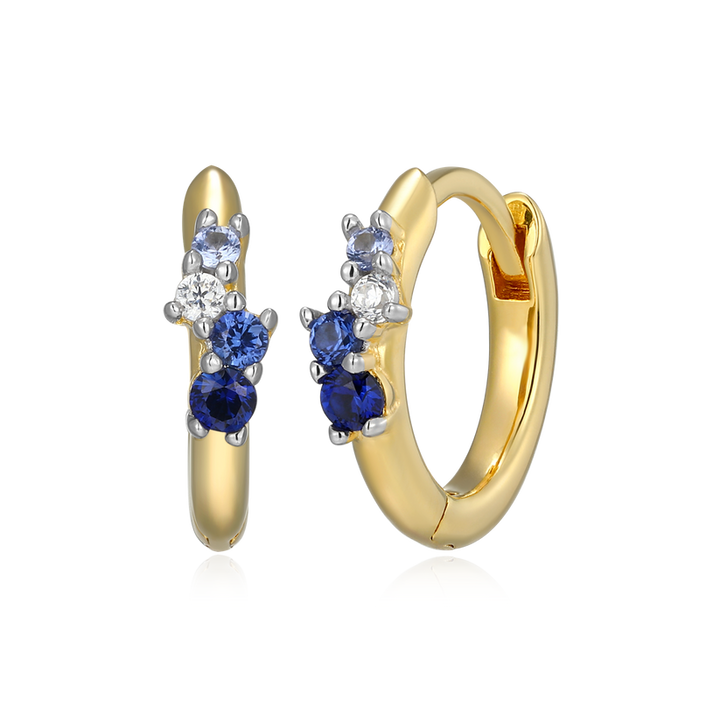 Ombre Lab Grown Sapphire &amp; Diamond Earrings Gold-Plated Sterling Silver