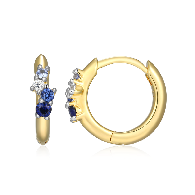 Ombre Lab Grown Sapphire &amp; Diamond Earrings Gold-Plated Sterling Silver