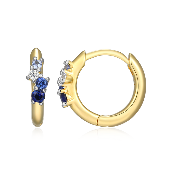 Ombre Lab Grown Sapphire &amp; Diamond Earrings Gold-Plated Sterling Silver