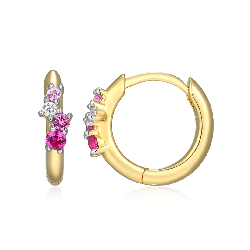 Ombre Lab Grown Ruby &amp; Diamond Earrings Gold-Plated Sterling Silver
