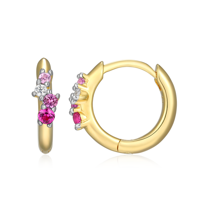 Ombre Lab Grown Ruby &amp; Diamond Earrings Gold-Plated Sterling Silver