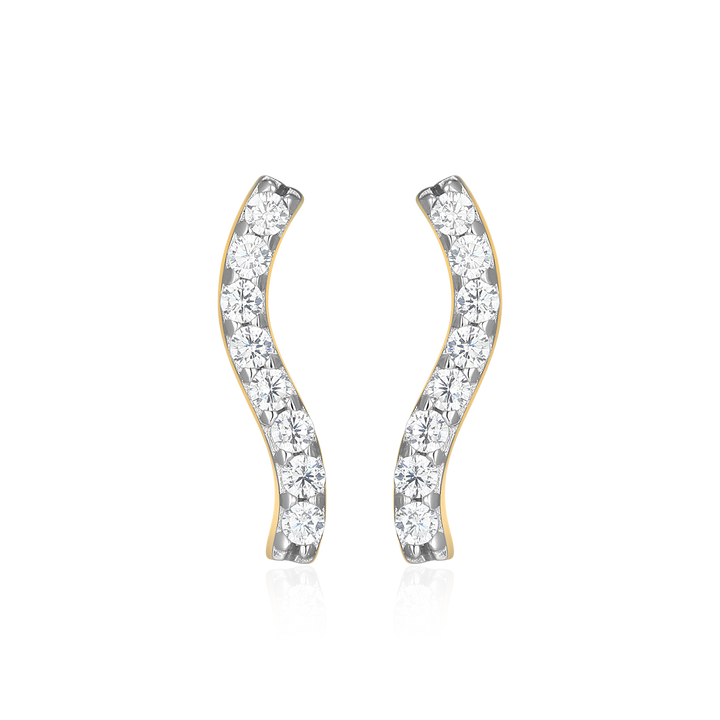 Wavy Bar Lab Grown Diamond Stud Earrings Gold-Plated Sterling Silver