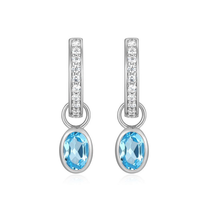 December Birthstone Bezel Earrings Sterling Silver