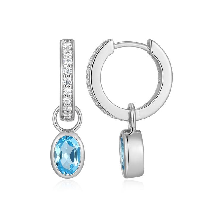 December Birthstone Bezel Earrings Sterling Silver