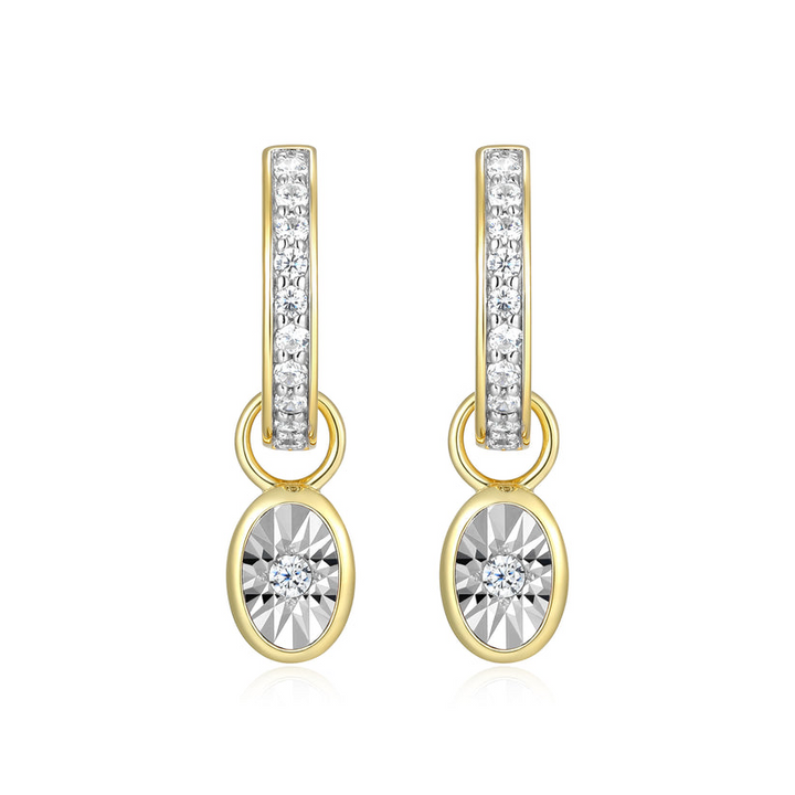April Birthstone Bezel Earrings Gold-Plated Sterling Silver