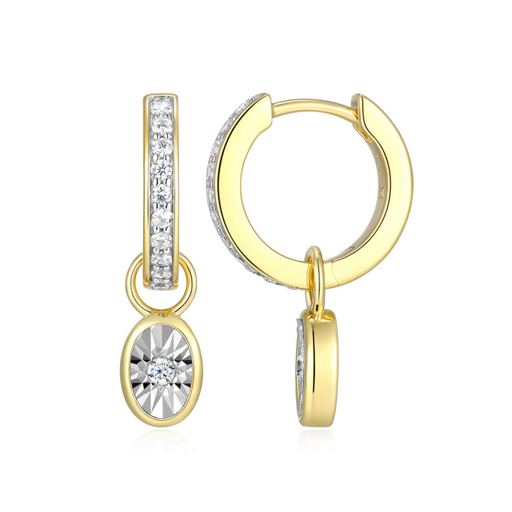 April Birthstone Bezel Earrings Gold-Plated Sterling Silver