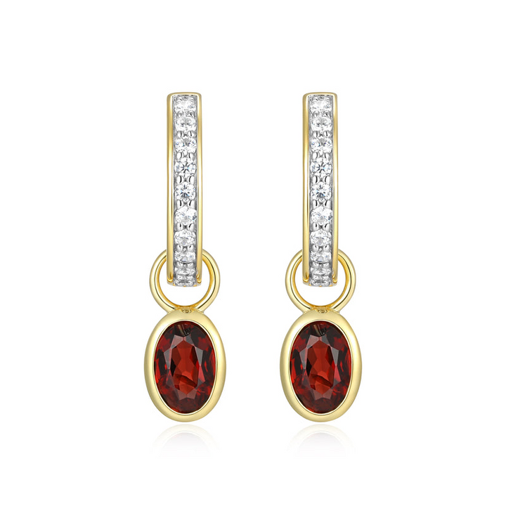 January Birthstone Charm Huggie Earrings Gold-Plated Sterling Silver