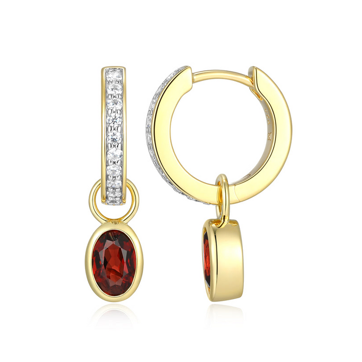January Birthstone Charm Huggie Earrings Gold-Plated Sterling Silver