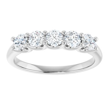 14k White 5 Stone 0.74ctw Round Diamond Wedding Band
