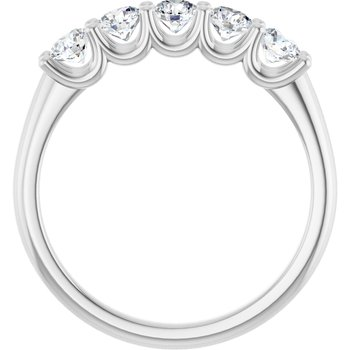 14k White 5 Stone 0.74ctw Round Diamond Wedding Band
