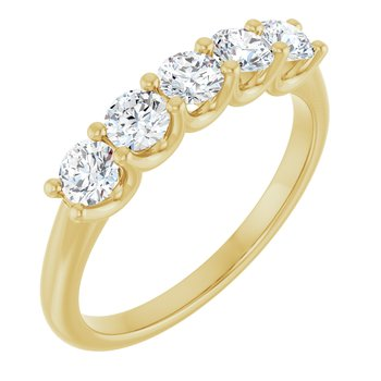 14k Yellow Common Prong 0.75ctw Round Diamond Wedding Band