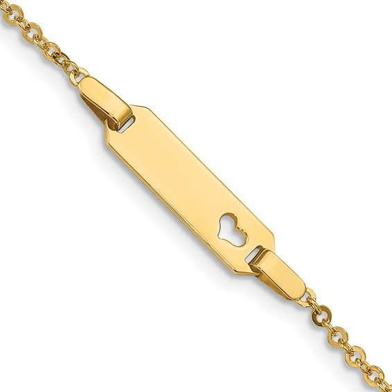 14k Yellow Gold Heart ID Bracelet 6in