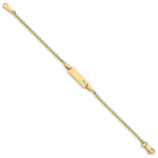 14k Yellow Gold Heart ID Bracelet 6in
