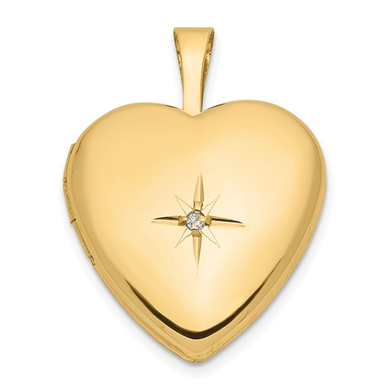 14k Yellow Gold Heart Locket Charm