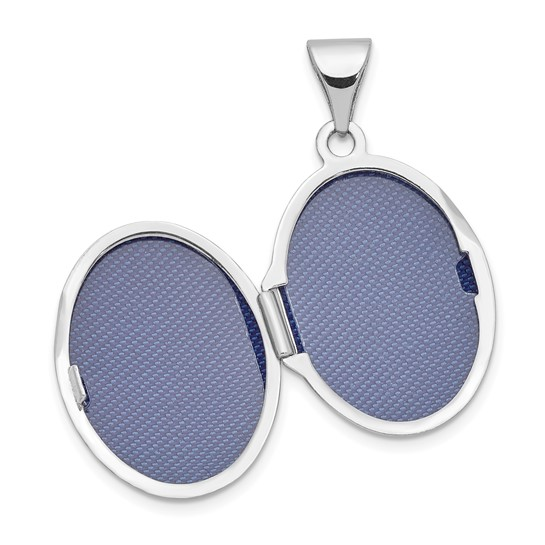 14k White Gold Floral Oval Locket Charm