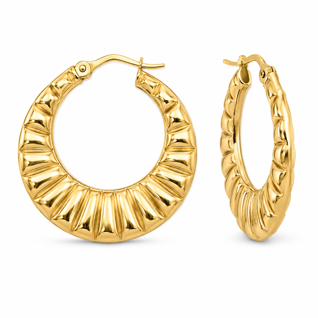 14k Yellow Medium Hoop Earrings