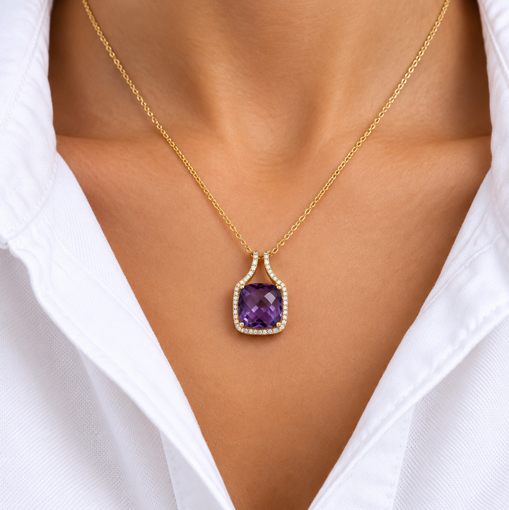 14k Yellow Amethyst Pendant