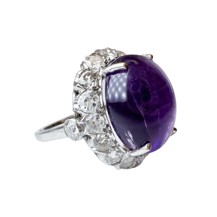 Platinum White Gold Antique Amethyst Estate Ring