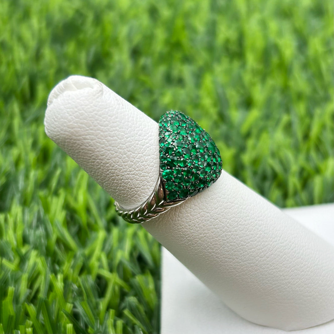 18k White Gold Estate Emerald Designer Ring