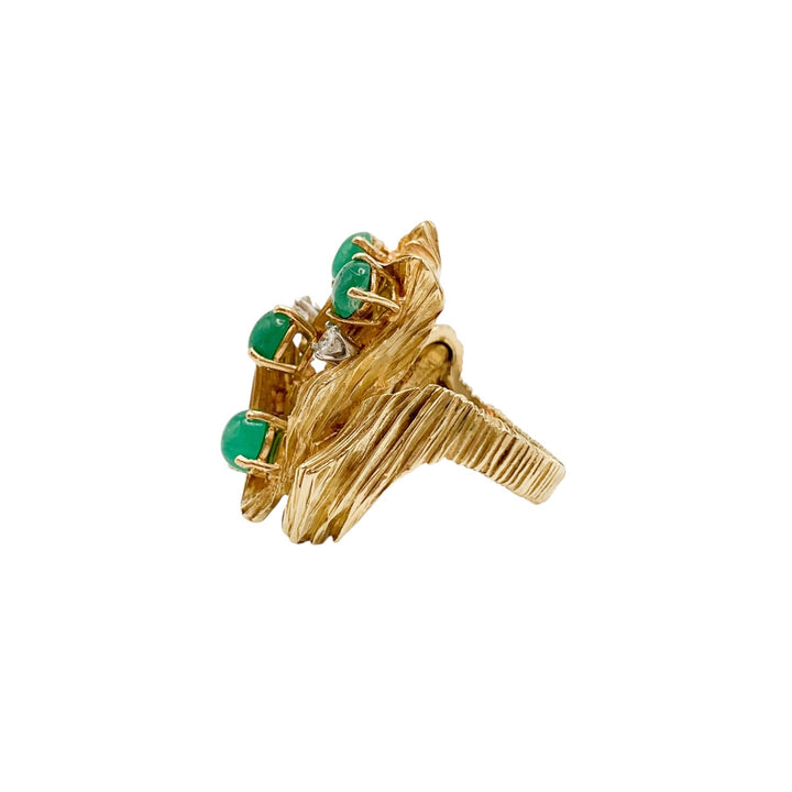 18k Yellow Gold Estate Emerald Designer Ring
