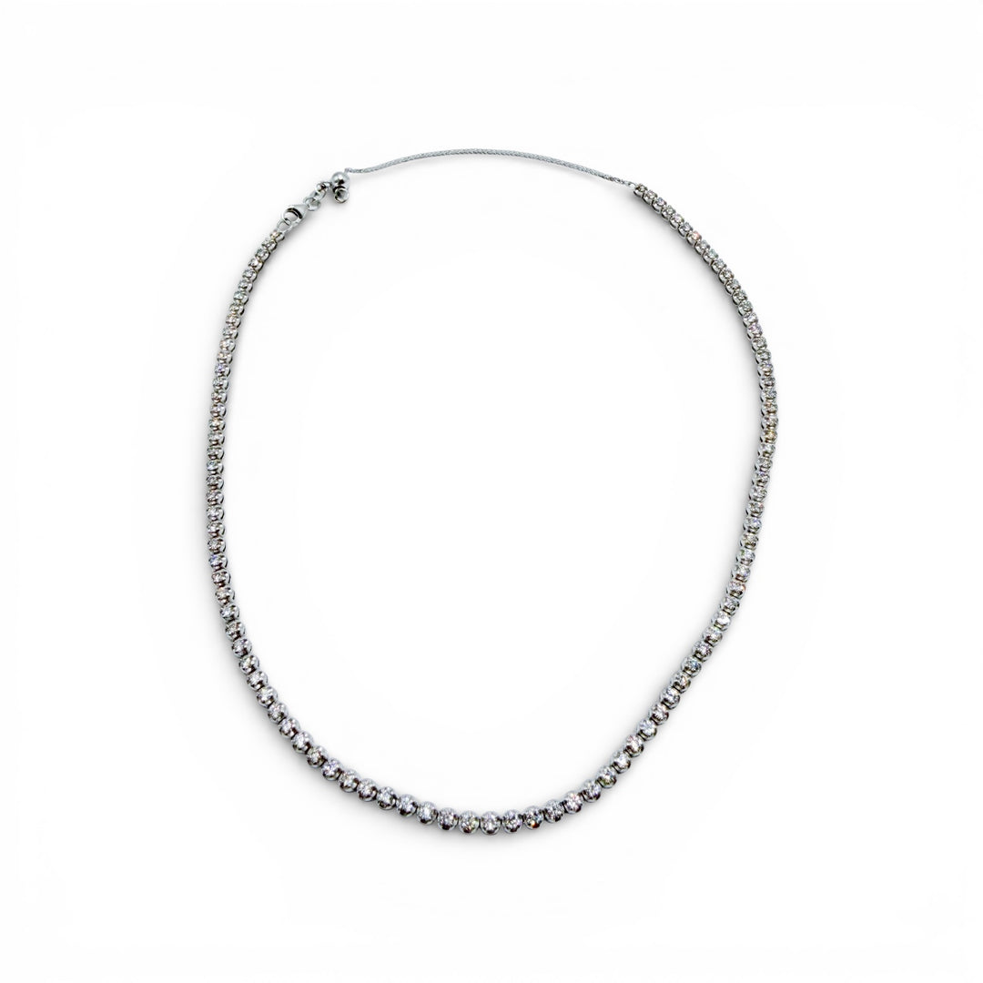 14k White Gold Tennis Diamond Estate Necklace