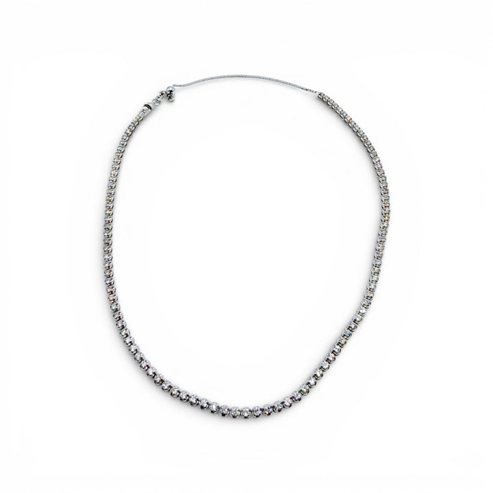 14k White Gold Tennis Diamond Estate Necklace