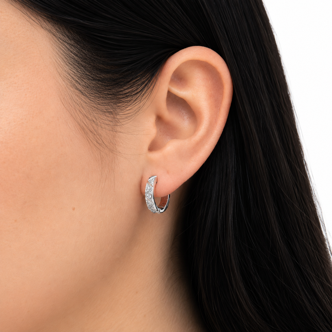 14k White Huggies Estate Earrings