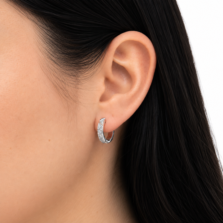 14k White Huggies Estate Earrings