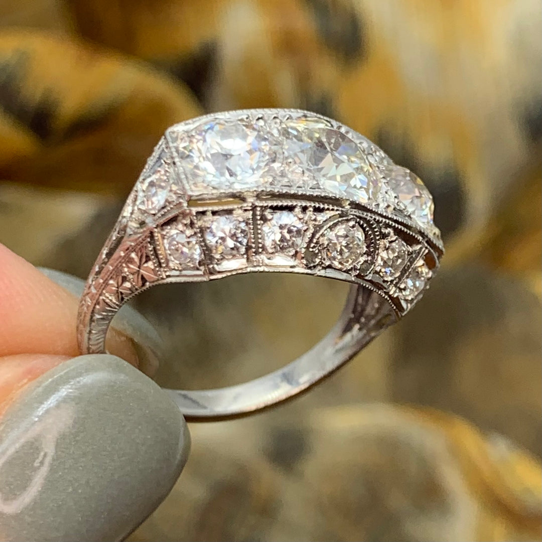 Platinum Antique Diamond Estate Ring