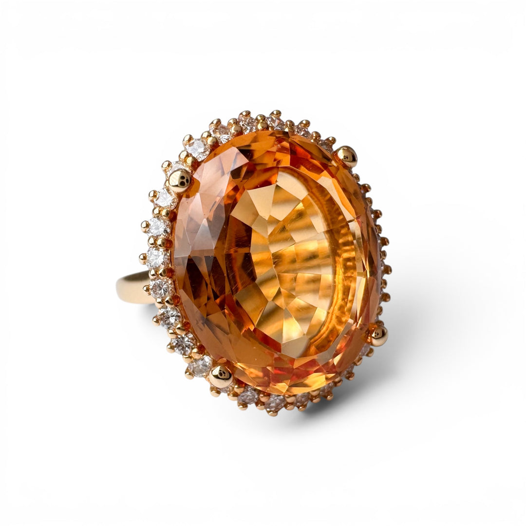 18k Yellow Gold Imperial Topaz Halo Ring