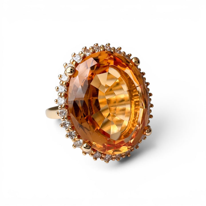 18k Yellow Gold Imperial Topaz Halo Ring