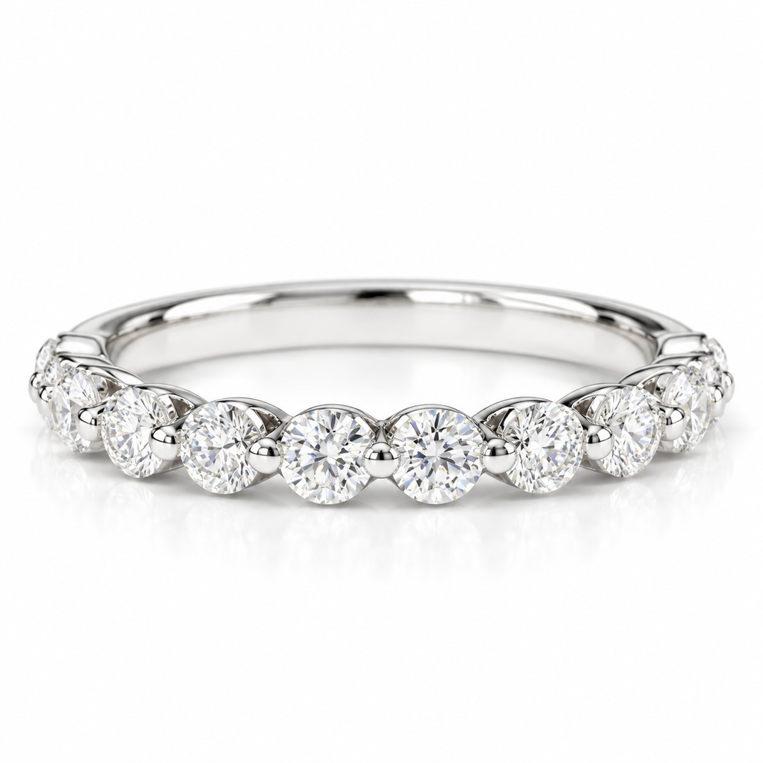 14k White 0.75ctw Round Lab Grown Diamond Wedding Band