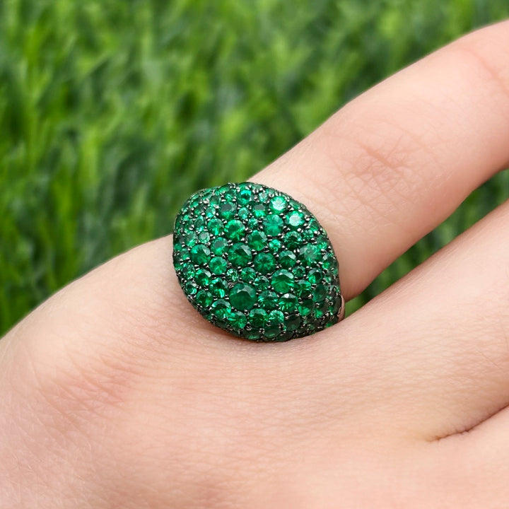 18k White Gold Estate Emerald Designer Ring