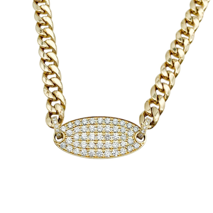 14k Yellow Gold Cuban Diamond Necklace