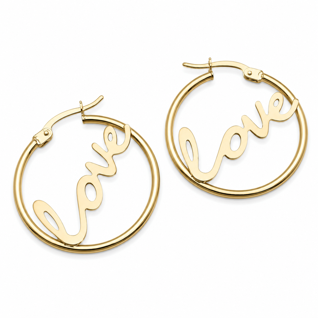 14k Yellow Gold Medium Hoop Earrings