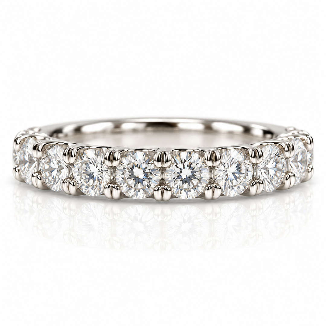 14k White 0.75ctw Round Lab Grown Diamond Wedding Band
