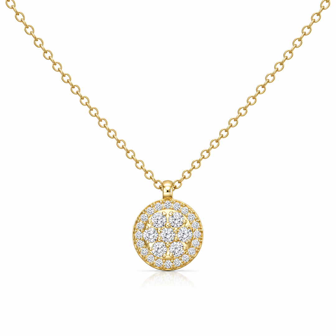 14k Yellow Gold Cluster Diamond Pendant